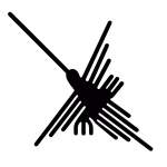 Stylized icon of the Nazca hummingbird geoglyph, based on the famous desert line drawing in southern Peru