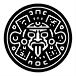 glyph-style sun face representing the empire of Tenochtitlan