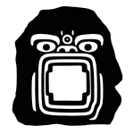 Stencil icon of Chalcatzingo in Morelos, Mexico, showing an Olmec cave-mouth carving motif.
