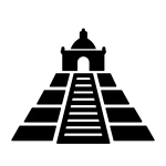 Stencil icon of Cholula in Puebla, Mexico, showing the Great Pyramid with colonial church above.