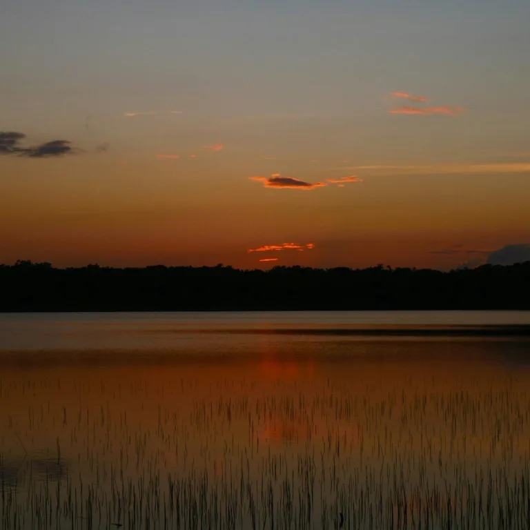 Sunset over the lagoon at Cobá archaeological site, Quintana Roo, Mexico