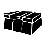 Black stencil-style icon of a Huari stone tomb, featuring heavy slab construction and stacked rectangular blocks representing ancient Andean burial architecture.