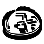 Black stencil-style icon of the Marcahuamachuco ruins in northern Peru, showing thick outer walls and maze-like interior architecture
