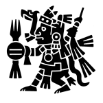 Codex-style Mixtec glyph showing royal figure and calendar iconography