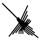 Stylized icon of the Nazca hummingbird geoglyph, based on the famous desert line drawing in southern Peru