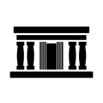 Black stencil-style icon representing Sayil’s Great Palace, featuring Puuc-style columns and a central doorway.