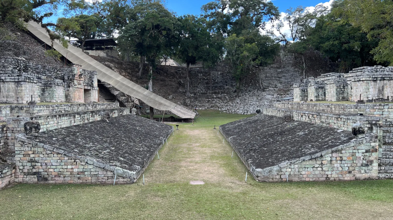 Maya Ballcourt A at Copán archaeological site, Copán Ruinas, Honduras.