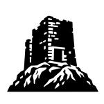 Holly Group black stencil icon showing a tower ruin in Colorado, USA