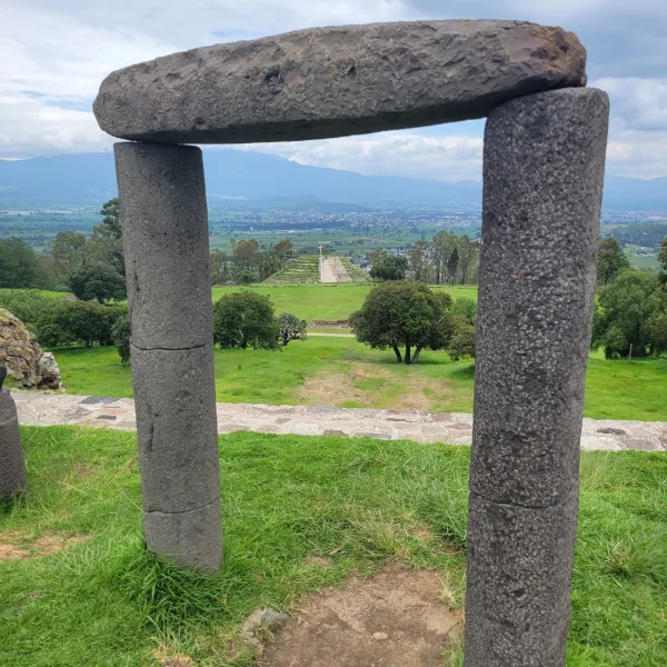 Spiral Pyramid Framed by Stone arch at the summit of the Basamento de los Volcanes
