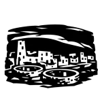 Black stencil icon for mesa verde national park.