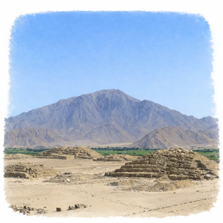 Monumental pyramids of the Sacred City of Caral in Peru’s Supe Valley, center of the ancient Norte Chico civilization.