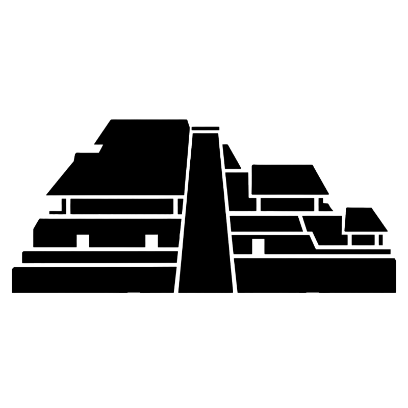 Black silhouette icon representing Ek Balam, the ancient Maya archaeological site in Yucatán, Mexico.