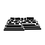Stencil icon of the El Paraíso archaeological complex in the Chillón Valley near Lima, Peru, rendered as a black silhouette representing the monumental Preceramic site.